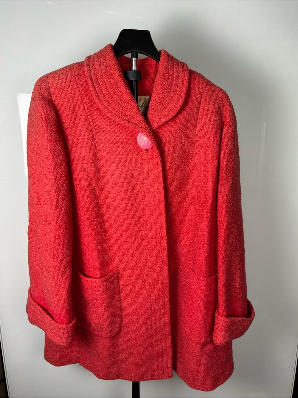 Vintage Women’s Pink Red Bouclé Coat Jacket